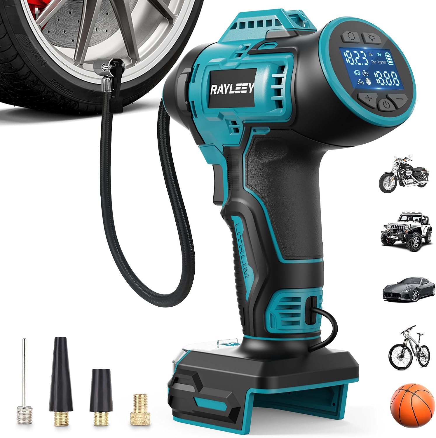 Akku Kompressor für Makita LXT-18V-Akku, 11 Bar/160PSI Luftkompressor Akku mit Automatische Abschaltung, Elektrische Luftpumpe für Auto, Motorrad, Fahrrad, Bälle (ohne Akku)