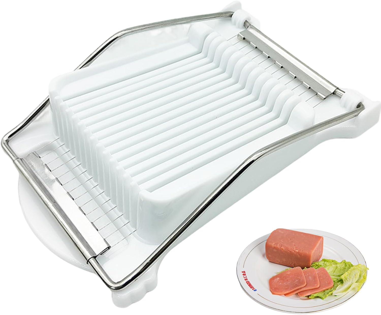 8, 3 x 5, 1 Zoll großer Luncheon-Fleischschneider, Kunststoff-Hartgekochte-Eierschneider mit 14 Edelstahldrähten, wiederverwendbarer Käseschneider mit bequemem Griff für Käse, Butter, Obst