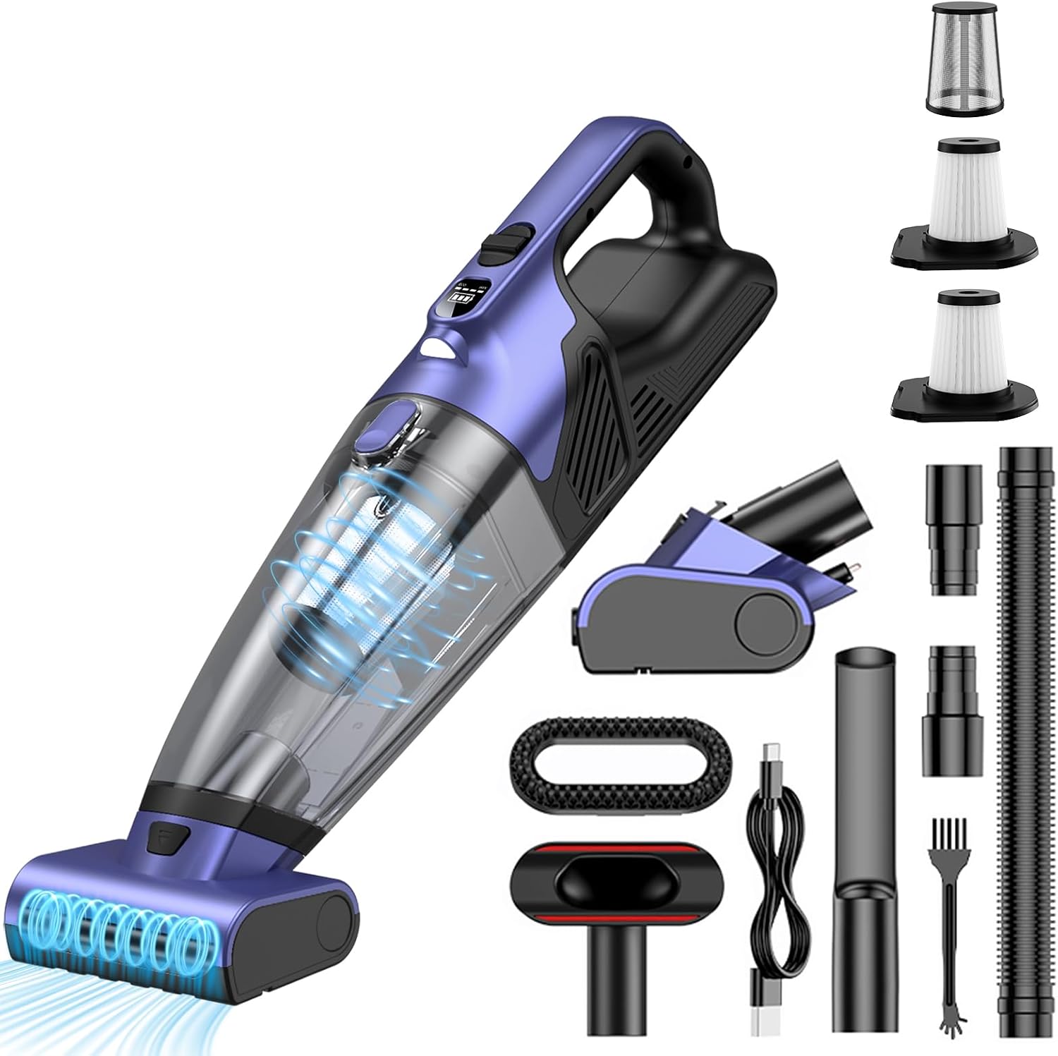 Handstaubsauger Akku 17000Pa Handstaubsauger Kabellos Autostaubsauger Stark Mini Staubsauger Tragbarer Handsauger USB Auto Staubsauger Ohne Kabel