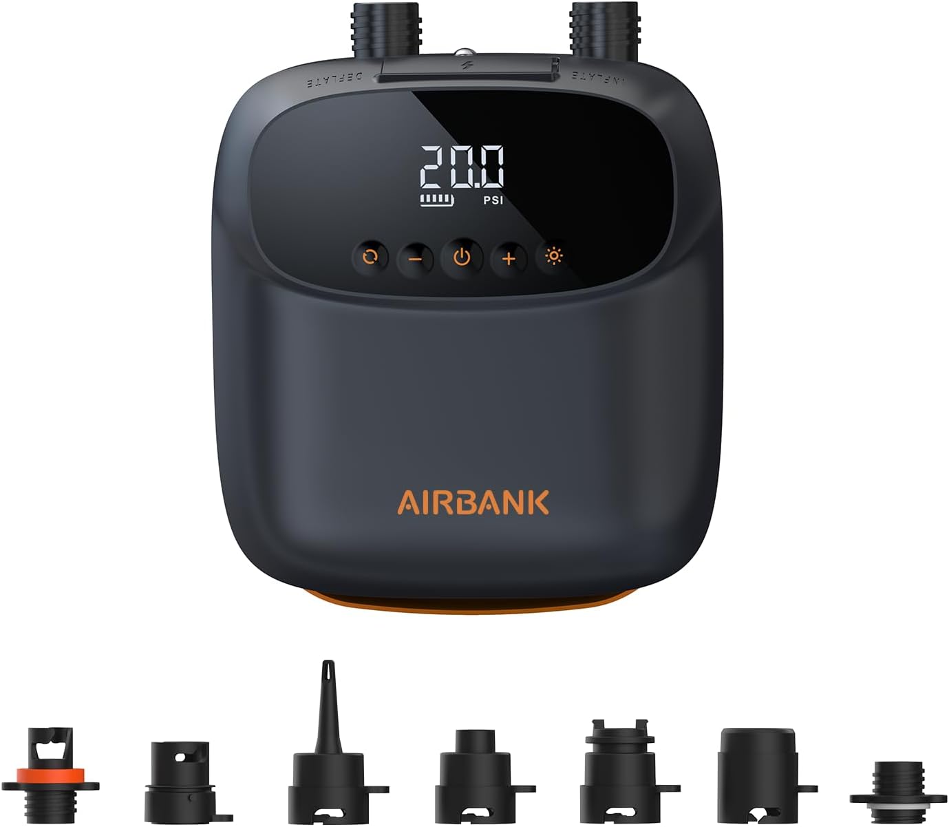 AIRBANK Elektrische Luftpumpe SUP Pumpe mit Akku Der Puffer Pro, Wiederaufladbare Dual Stage Auto Off Luftpumpe für Paddleboard, Wing Foil & Kite, Zelt, Matratze