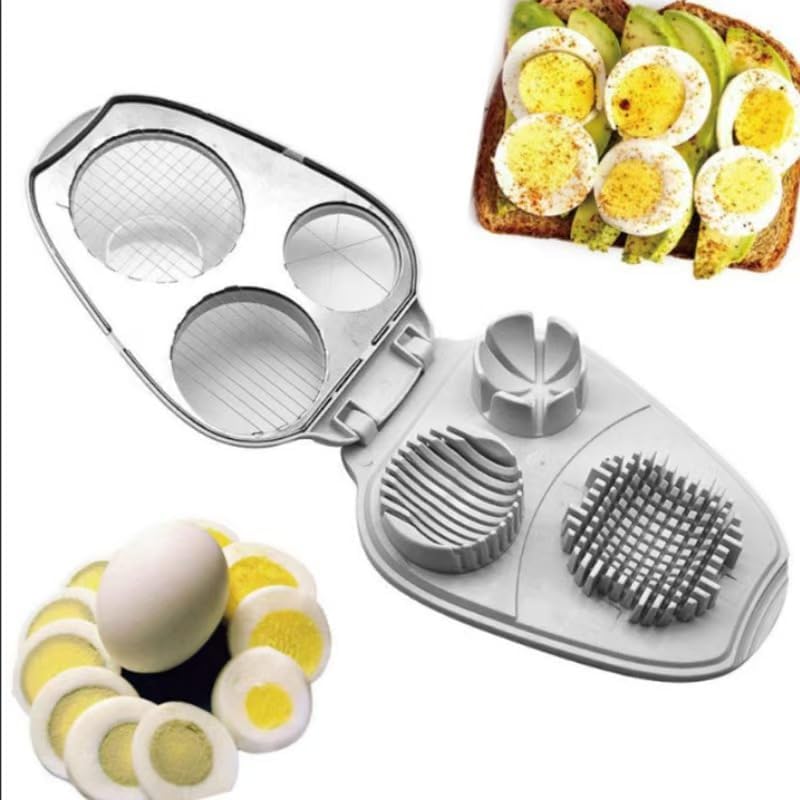 Edelstahl Eierschneider, 3 Wege Multi Eierschneider und Lebensmittelzerkleinerer für Küche, Leicht zu reinigen, für gekochte Eier, Avocado, Erdbeeren, Pilze