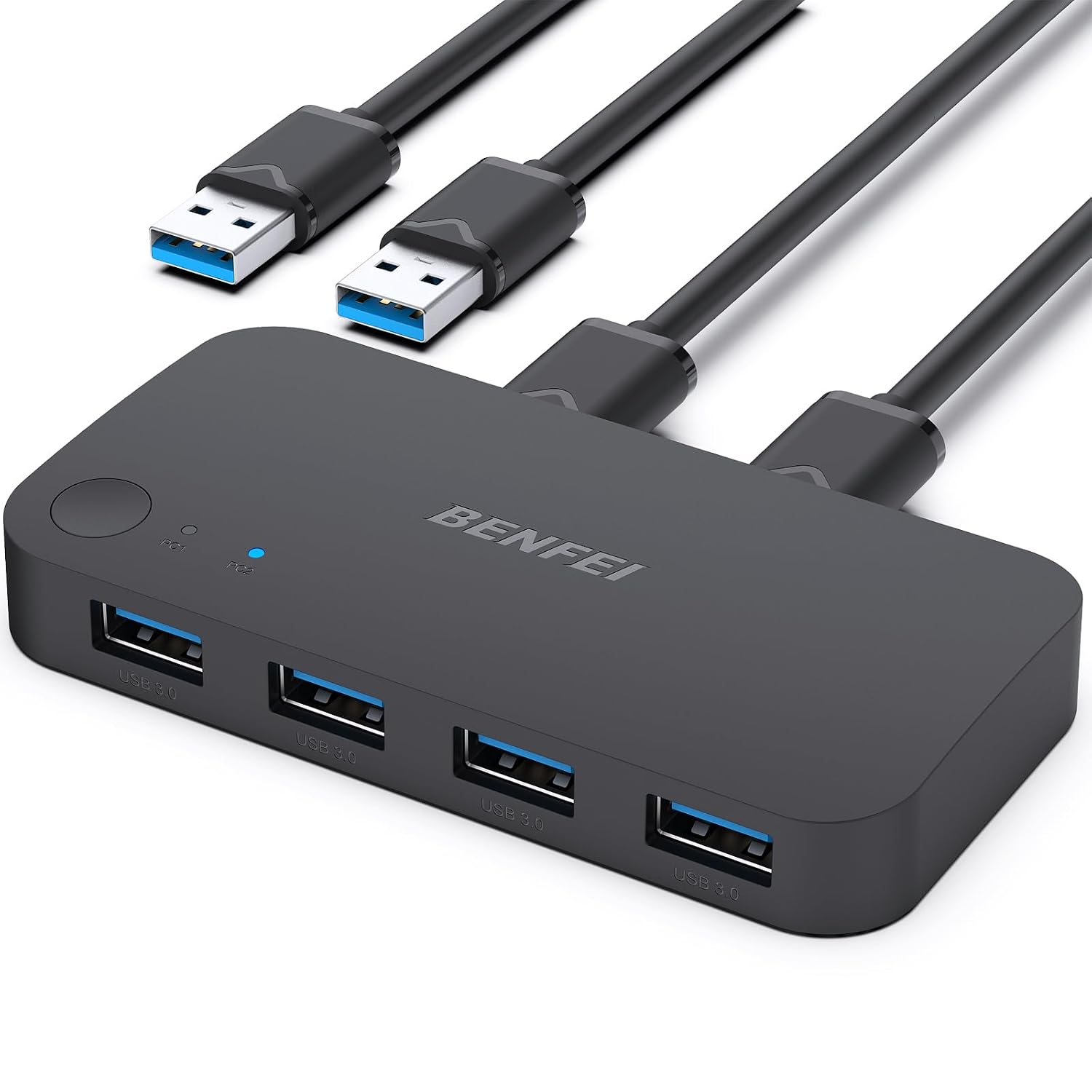 BENFEI USB Switch 2PC 2 In 4 Out 5Gbps USB3.0 Switch USB Umschalter 2 PC