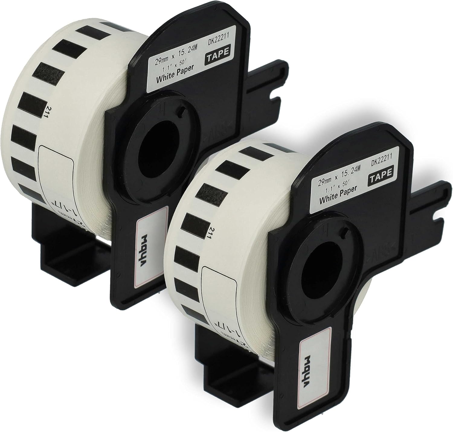 vhbw 2x Etiketten-Rolle mit Halter 29mm x 15,24m (1 Etikette) kompatibel mit Brother PT QL-700 Etiketten-Drucker Weiß