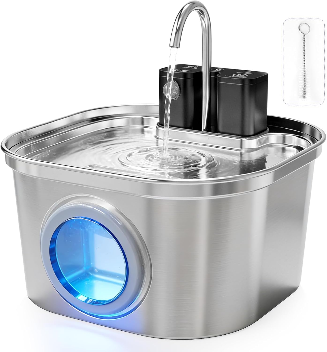 Universal Katzenbrunnen Ersatzfilter Kompatibel Universell: 12er Set Premium 3-Stufen-Filtration | 6 Aktivkohle + 6 Schaumvorfilter | 3,2L Edelstahl Modell