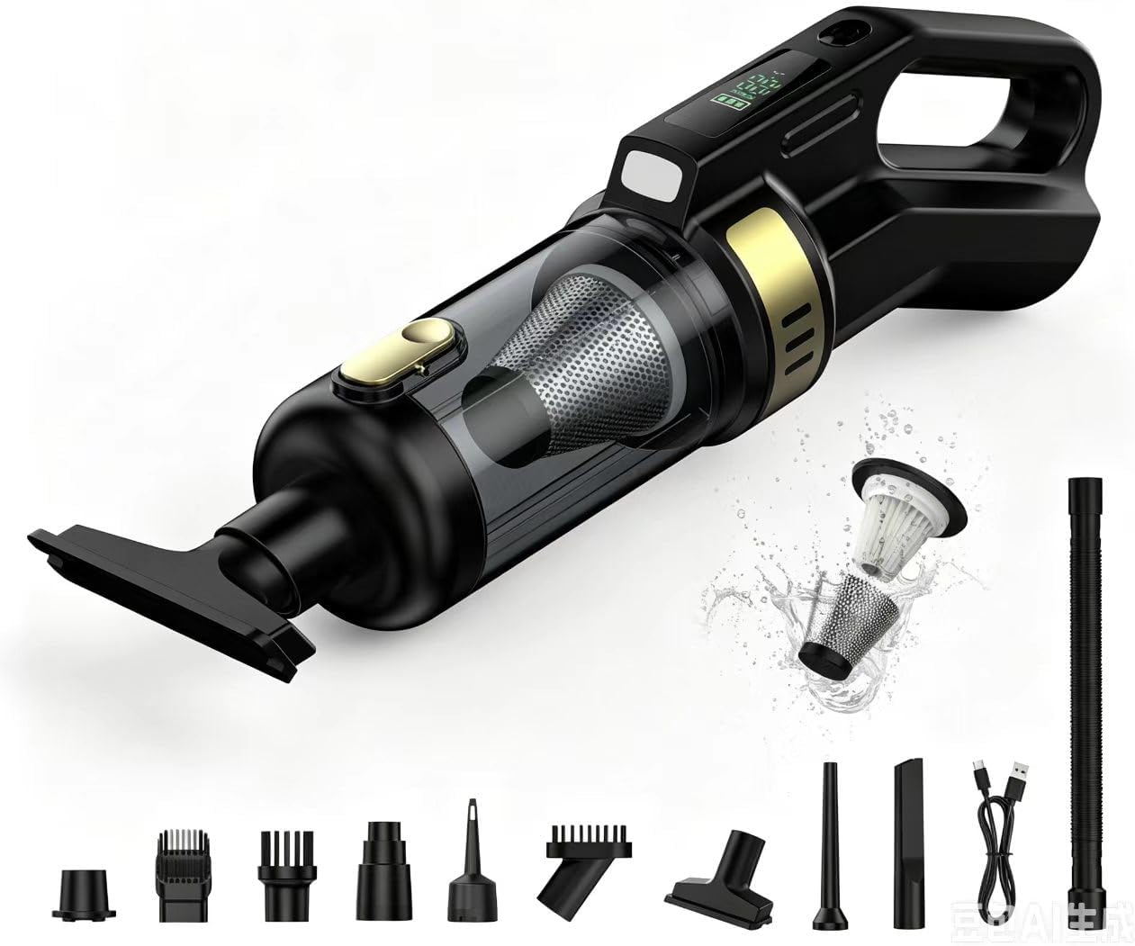 Handstaubsauger Akku, 4-in-1 Autostaubsauger Tragbarer Staubsauger Kabellos 22000Pa Auto Staubsauger Stark, Bürstenloser Motor, Mini Staubsauger für Tierhaare, Auto, Haushalt