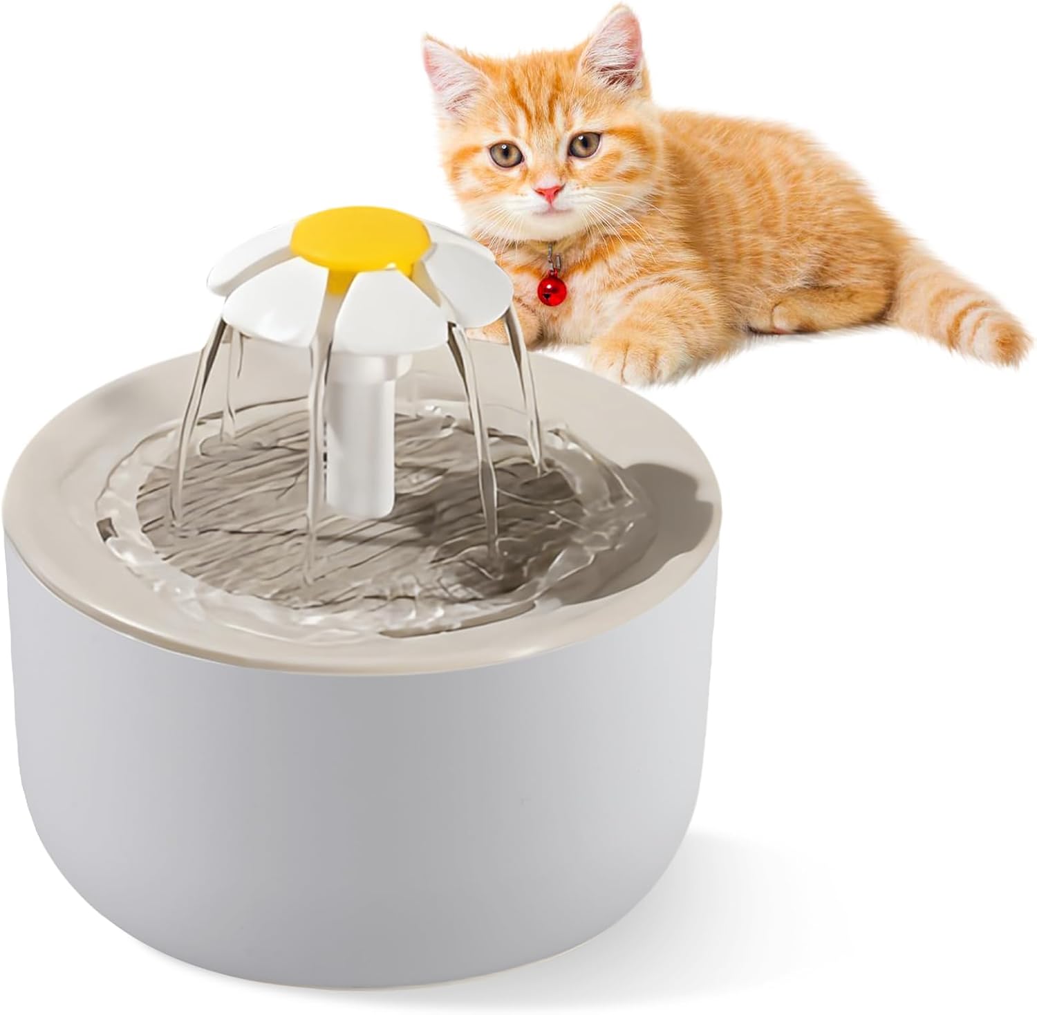 1 L Katzenbrunnen für Katze: Ultraleiser Trinkbrunnen für Katze, Sicherheit Katzen Trinkbrunnen mit Filterschwamm, Zwei Auslaufmodus, Automatische Abschaltung bei Wassermangel, USB-Stecker