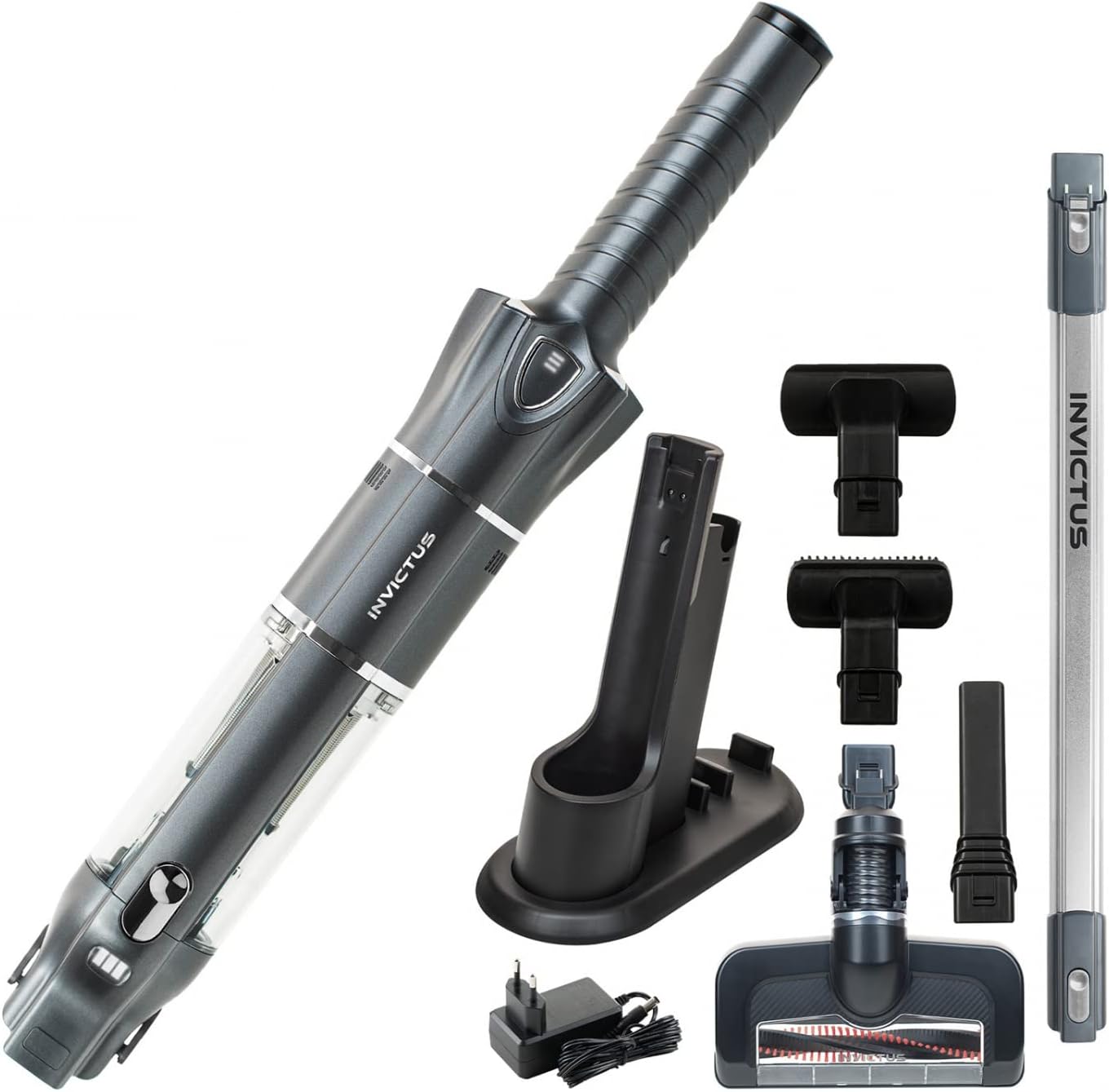 Genius Invictus ONE 3.0e Akku Handstaubsauger 14 TLG. – kabellos, beutellos, Akkustaubsauger. Ultra leicht, für Haus und Auto, leise, aufladbar, Bodenstaubsauger, A28340