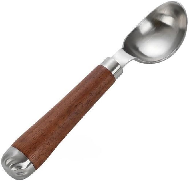 Eisportionierer aus 304 Edelstahl mit Rosenholzgriff, 19x4 cm