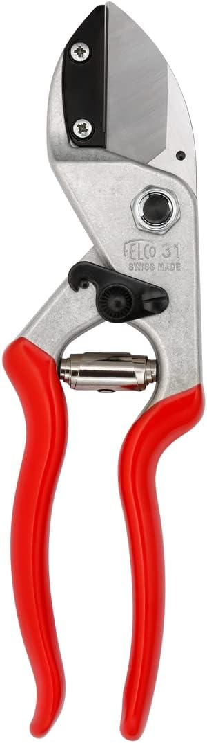 FELCO 31 Gartenschere (Baumschere, Schnitt-ø 25 mm, Länge 210, Gartenschere für große Hände, mit Amboss, für Rechts- + Linkshänder)
