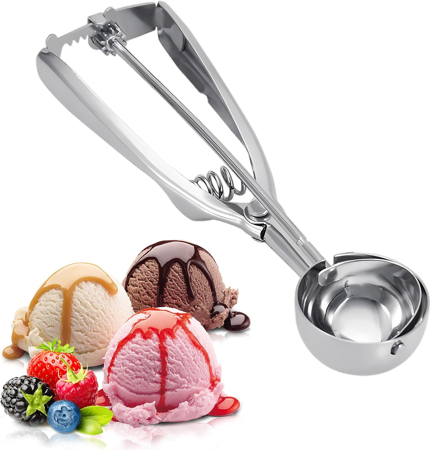 Eisportionierer Edelstahl, Eislöffel Portionierer für Eiscreme und Desserts, Eiskugelportionierer mit 40 mm Durchmesser, Vielseitiger Eisportionierer Klein für Küche und Eiscreme Geschäft