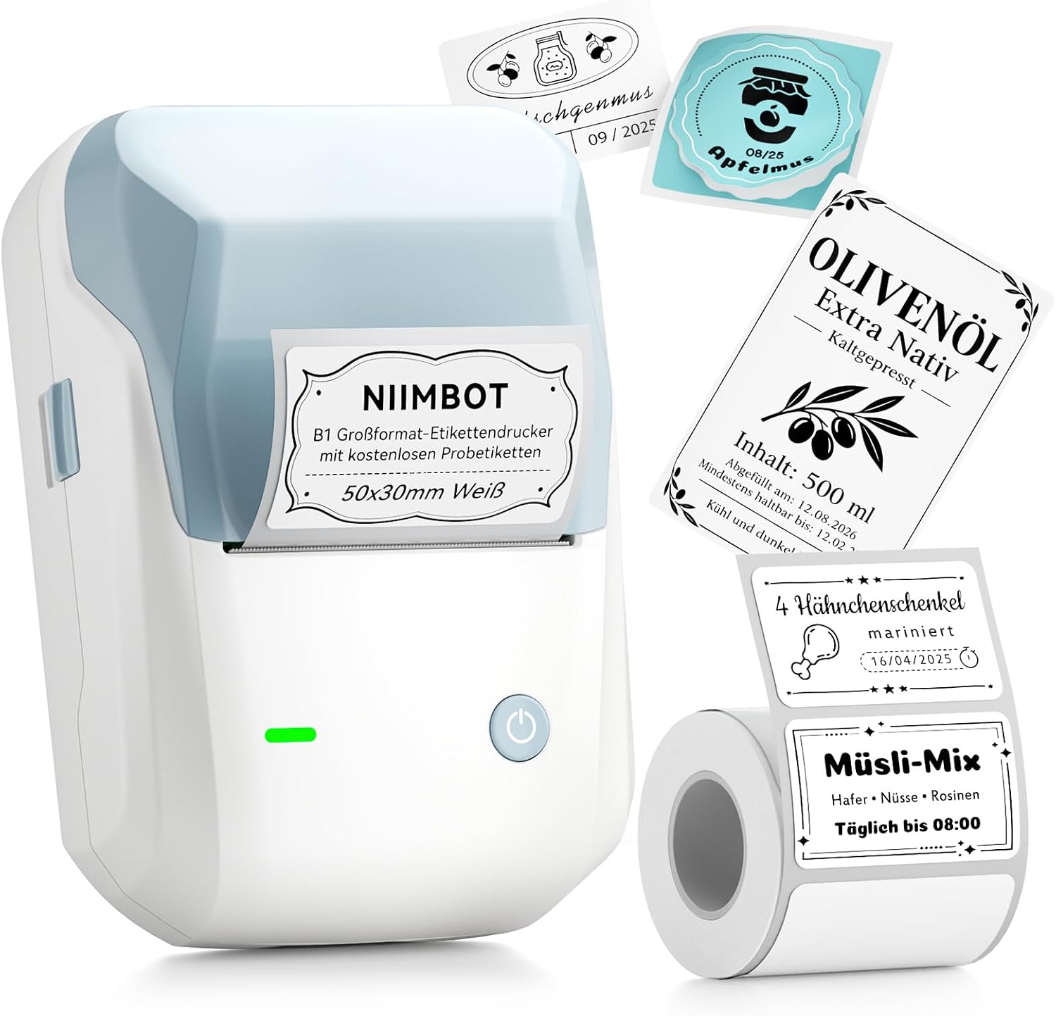 NIIMBOT B1 Etikettendrucker mit Etiketten Etikettiergerät Label Drucker