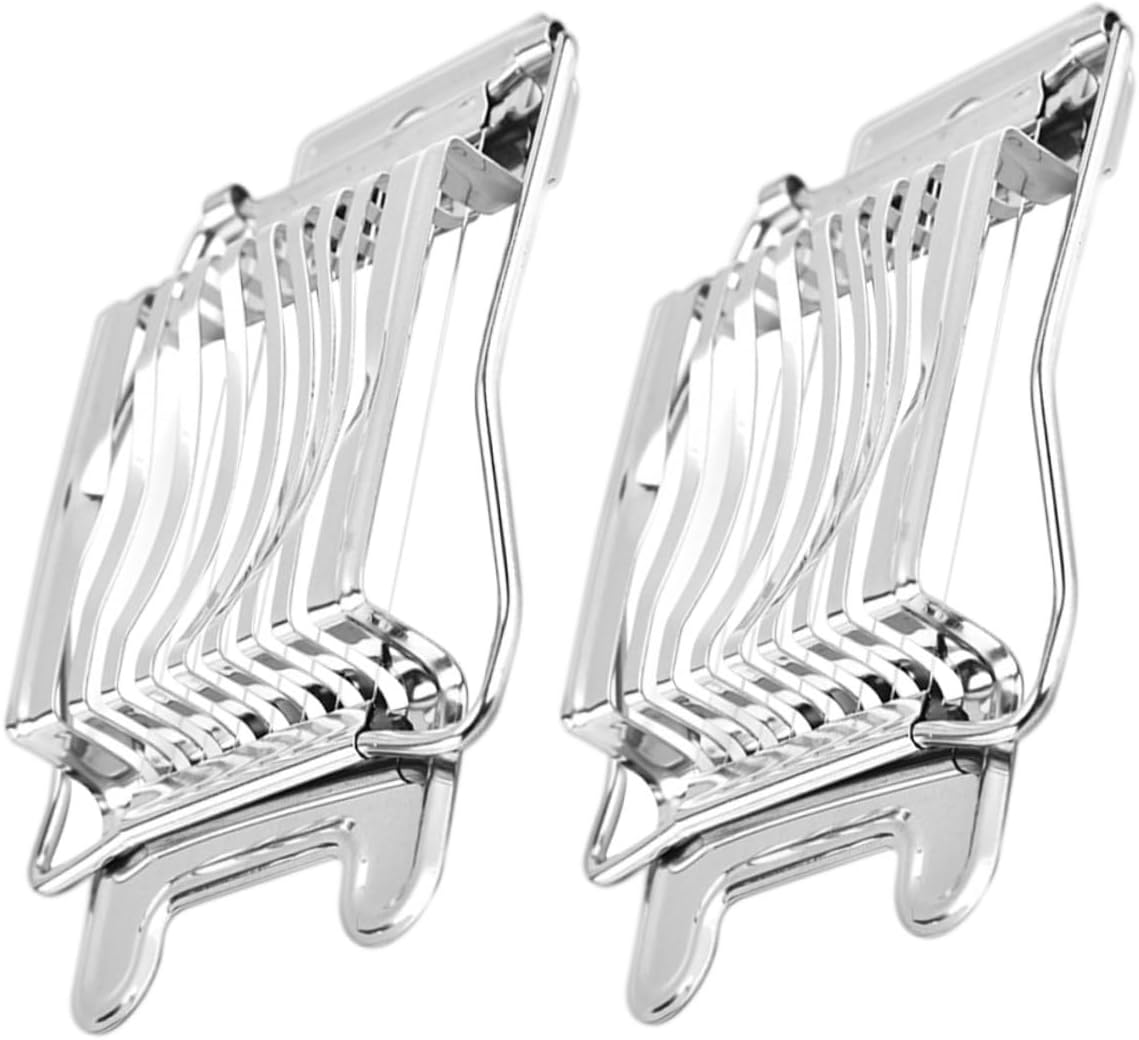 Amosfun Eierschneider Silber 2 Stück aus Edelstahl für Gekochte Eier zum Präzisen Schneiden für Zuhause und Gastronomie
