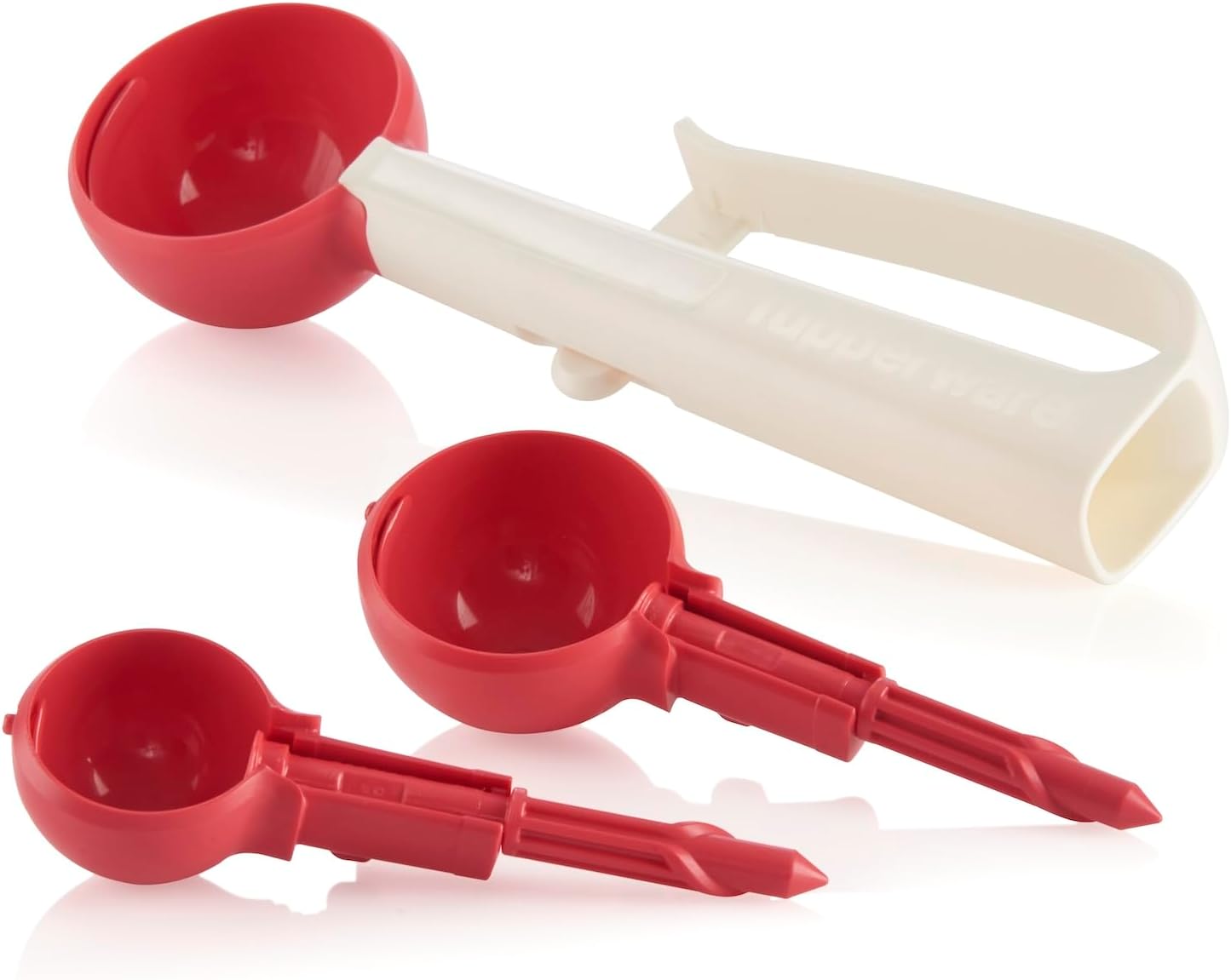 Tupperware Portionierschaufeln, Universalgriff und drei aufsteckbare Schaufeln (klein, mittel und groß)