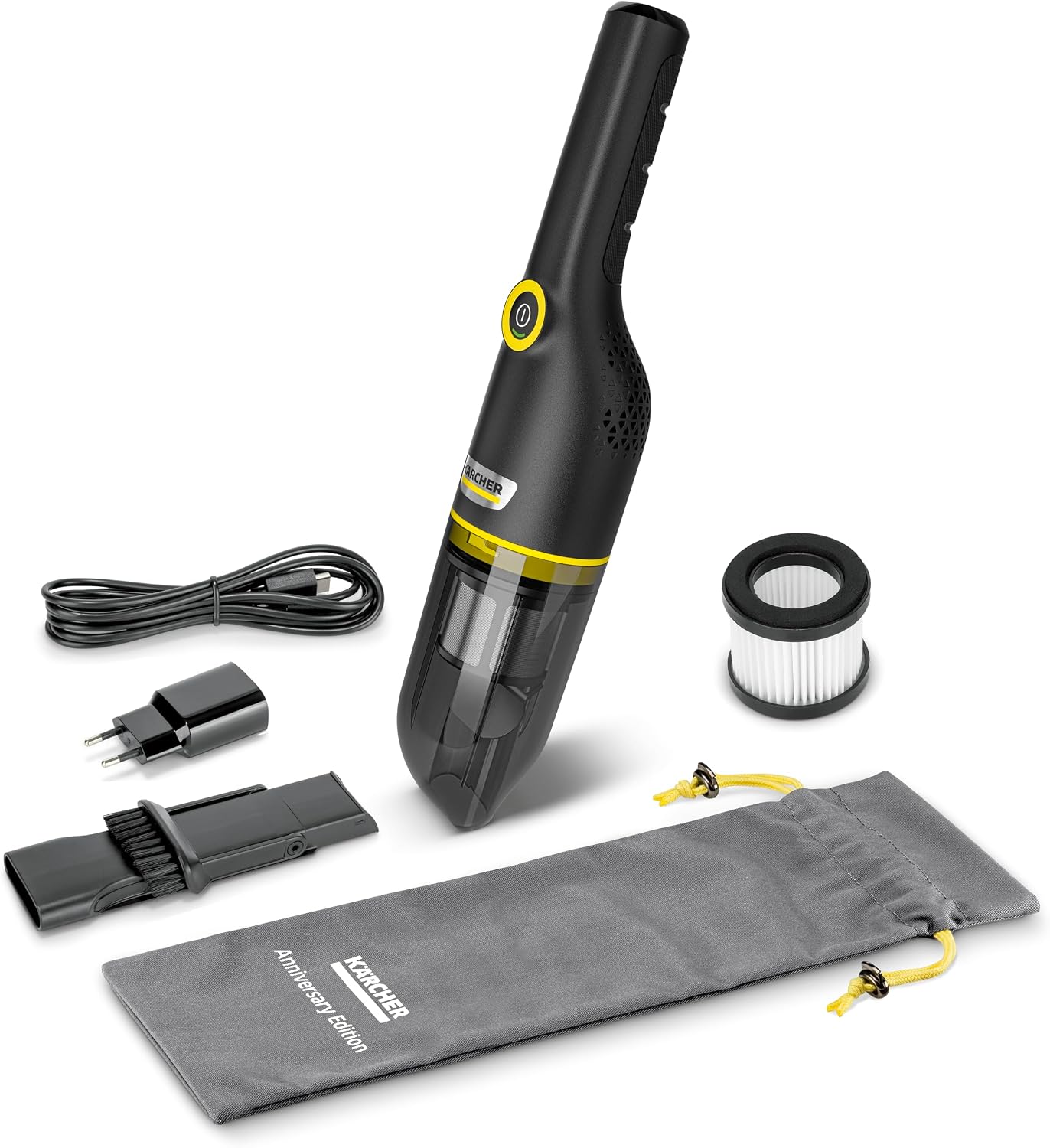 Kärcher Akku-Handstaubsauger CVH Anniversary Edition, kompakter und Leichter Krümelsauger für den schnellen Einsatz mit 20 Minuten Laufzeit, HEPA-Filter, USB-C Ladefunktion