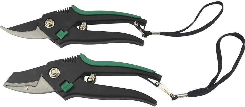 Brüder Mannesmann Gartenscheren-Set, Leichtmetall-Amboss-Astschere, Blumenschere mit rostfreien, gehärteten Klingen und ergonomischen, langlebigen, rutschfesten Griffen | M63202