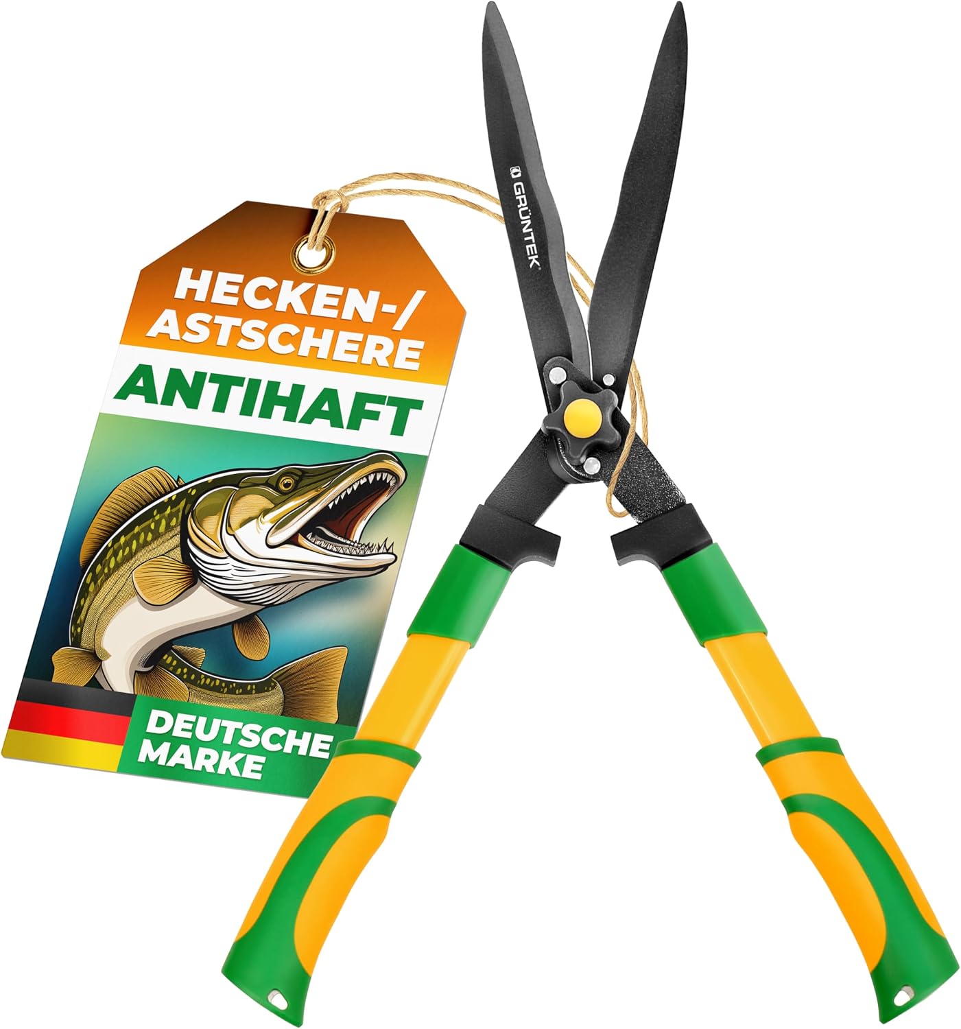 GRÜNTEK GRIZZLY Astschere mit Metall-Amboss, SK5-Stahl & Antihaftbeschichtung – 60mm Klingenlänge, 2-fach-Getriebe Baumschere, Antirutsch-Griffe, ergonomisch, Heckenschere