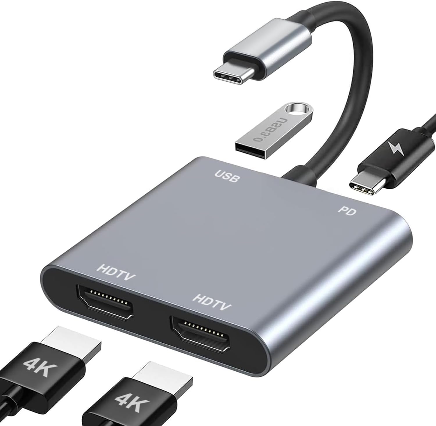 8 in 1 USB C Hub, USB C Multiport Adapter mit Ethernet, PD 100W, 4K HDMI, USB 3.0 & USB 2.0 Anschlüsse, SD&TF Kartenleser, Typ C Hub für MacBook Air/Pro, iPad, Samsung, Dell XPS, HP