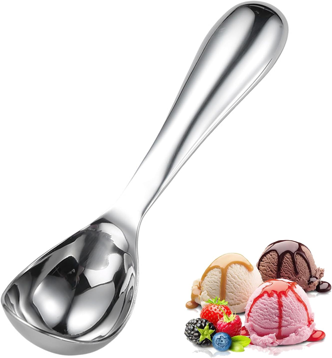 Eisportionierer Edelstahl - Antihaft-Frostschutzmittel, Portionierer für Gelato, Keksteig, Sorbet, Mandeln - Langlebiges Design, leicht zu reinigen