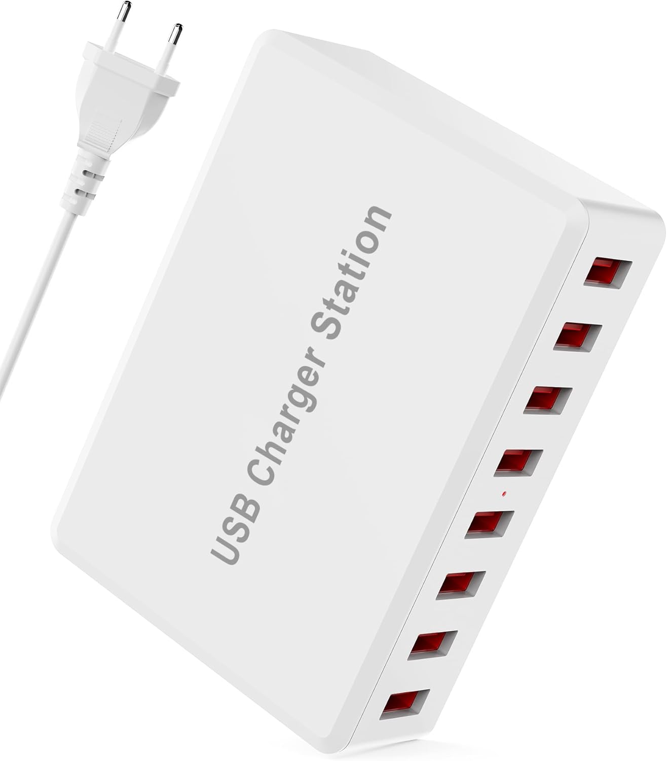 USB Ladegerät Mehrfach, 50W 8-Port Multi USB Netzteil, 5V 10A Ladestation für mehrere Geräte, für iPhone 15/14/13 Pro Max, iPad, Samsung Galaxy S23, Huawei