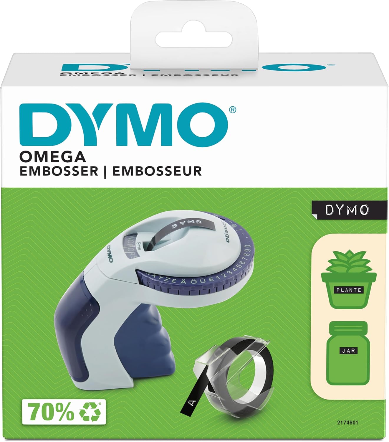 DYMO Omega Prägegerät | kleines Beschriftungsgerät mit Dreh-klick-System und ergonomischem Design | für zu Hause und für Bastel- und Hobbyprojekte (£/€ÄÖ und Ü)