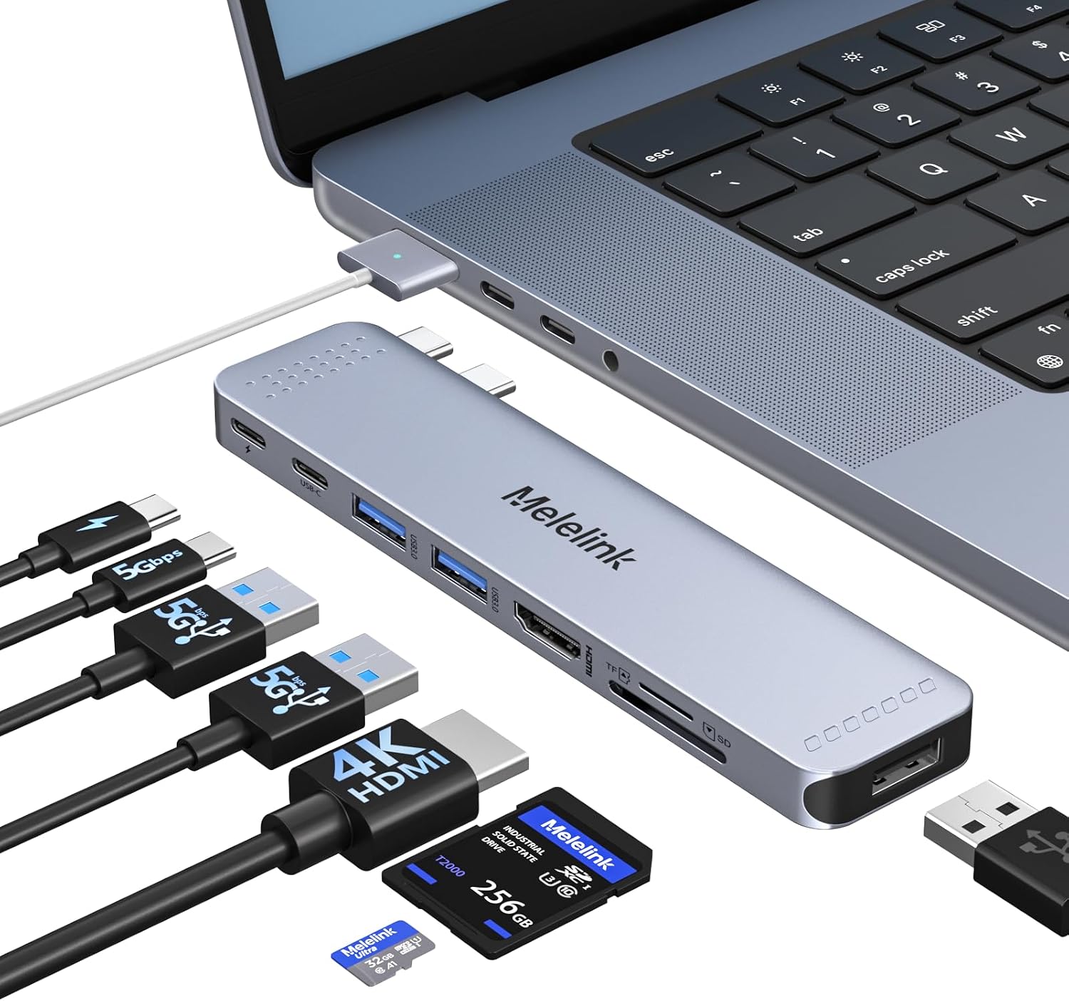 USB C Hub Adapter für MacBook Pro Air, Mac Multiport Adapter 8 in 2