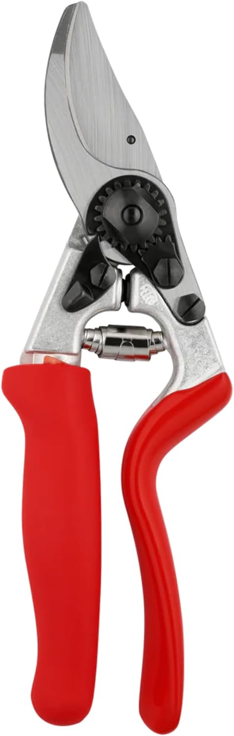 FELCO 7 Bypass-Gartenschere mit Rollgriff für Rechtshänder, ergonomisch für große Hände, 45 mm Stahlklinge, Schnitt bis 25 mm, Stoßdämpfer, geschmiedete Aluminiumgriffe, Swiss Made