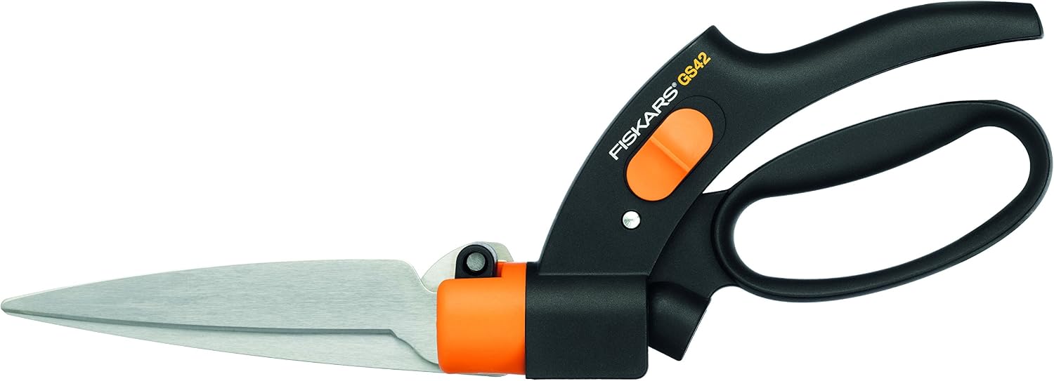 Fiskars Rasenkantenschere, Mit Servo-System, Handlich, Länge: 32 cm, Stahl-Klingen/Kunststoff-Griff, Schwarz / Orange / Grau, GS42, 1000589