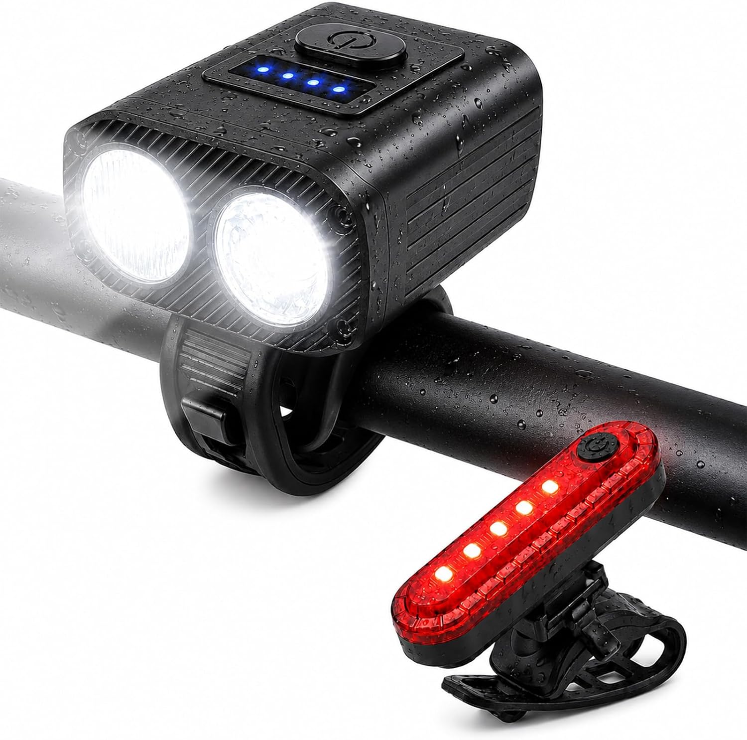 Fahrradlicht Set, 120 Lux, 3500 Lumen, Fahrradlicht Set USB C Aufladbar, Fahrradlicht Hinten Vorne, 3 Lichtmodi, IPX4, Fahrrad Lichter LED Set,StVZO Fahrradbeleuchtung