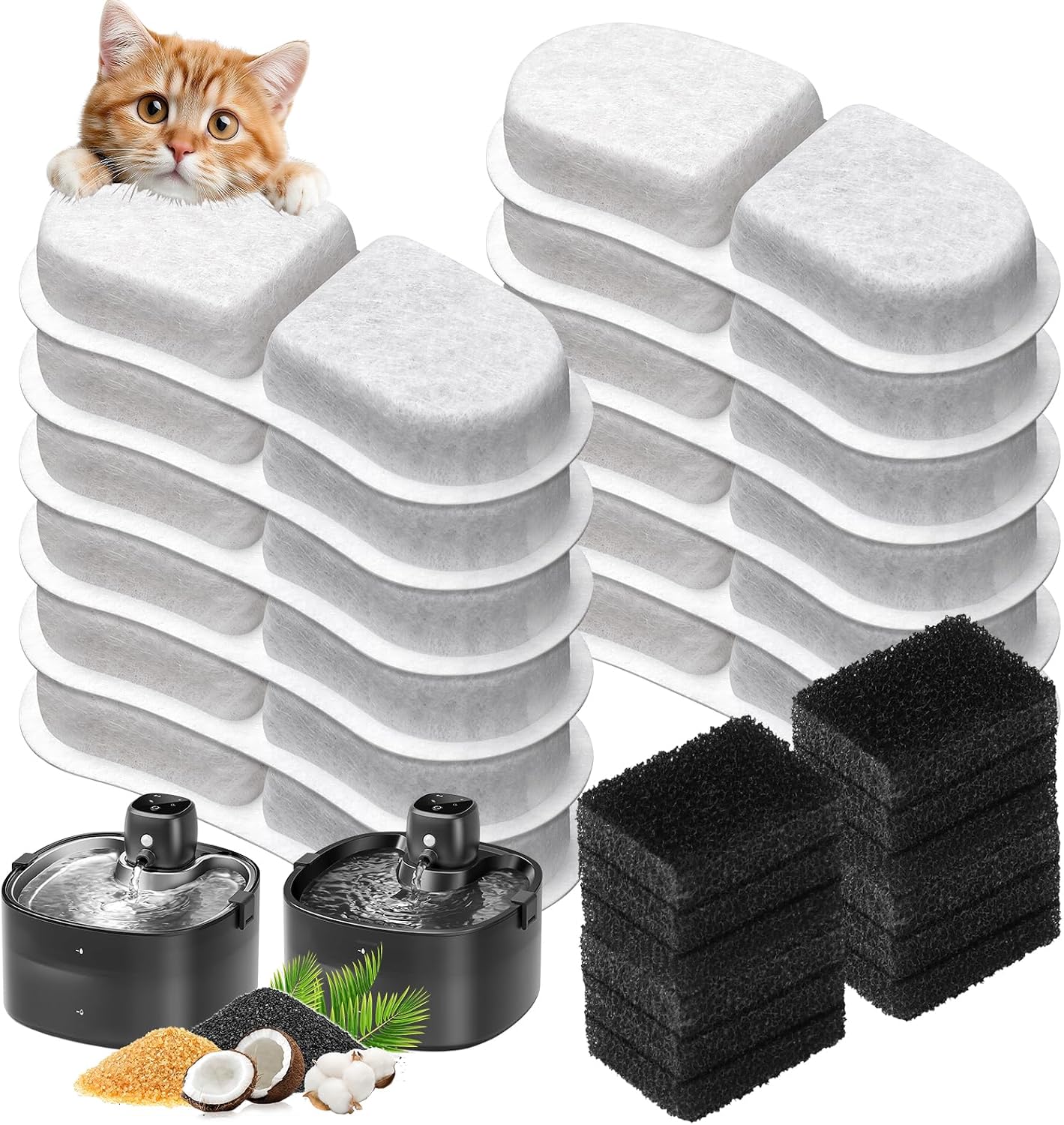 12x Katzenbrunnen Filter kompatibel mit PETUNO 2,3L Katzenbrunnen PUWF016