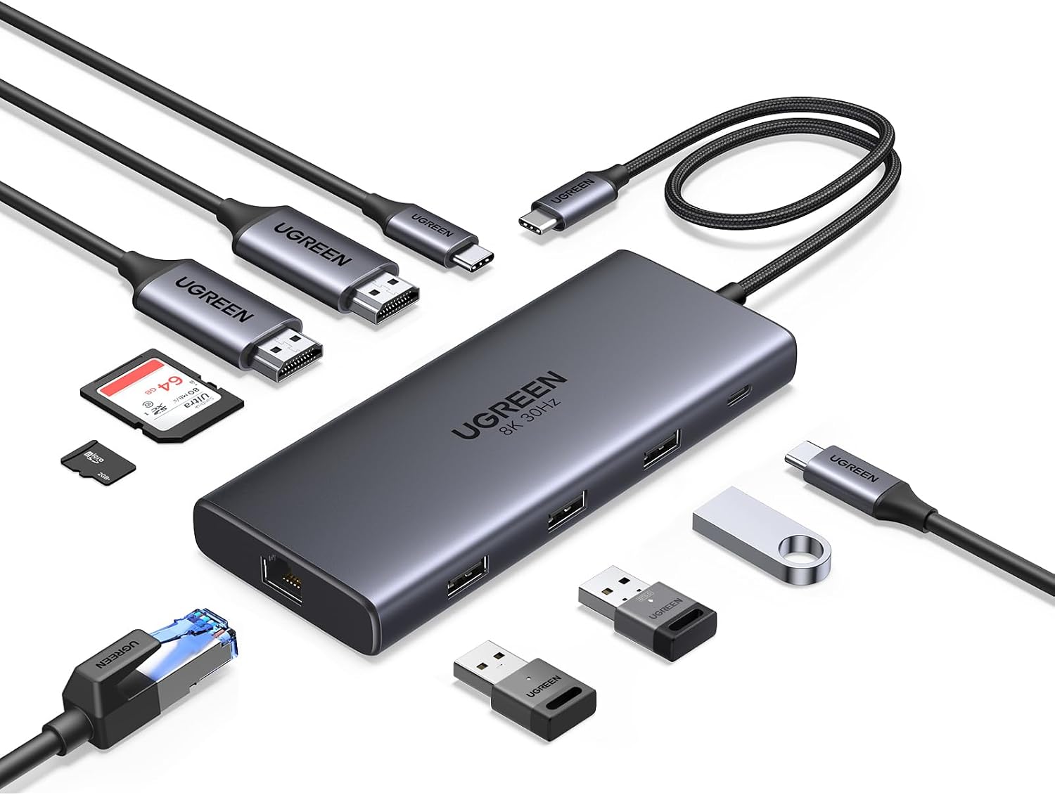 UGREEN Revodok USB C Docking Station, 10 IN 1 USB C Hub 2 HDMI