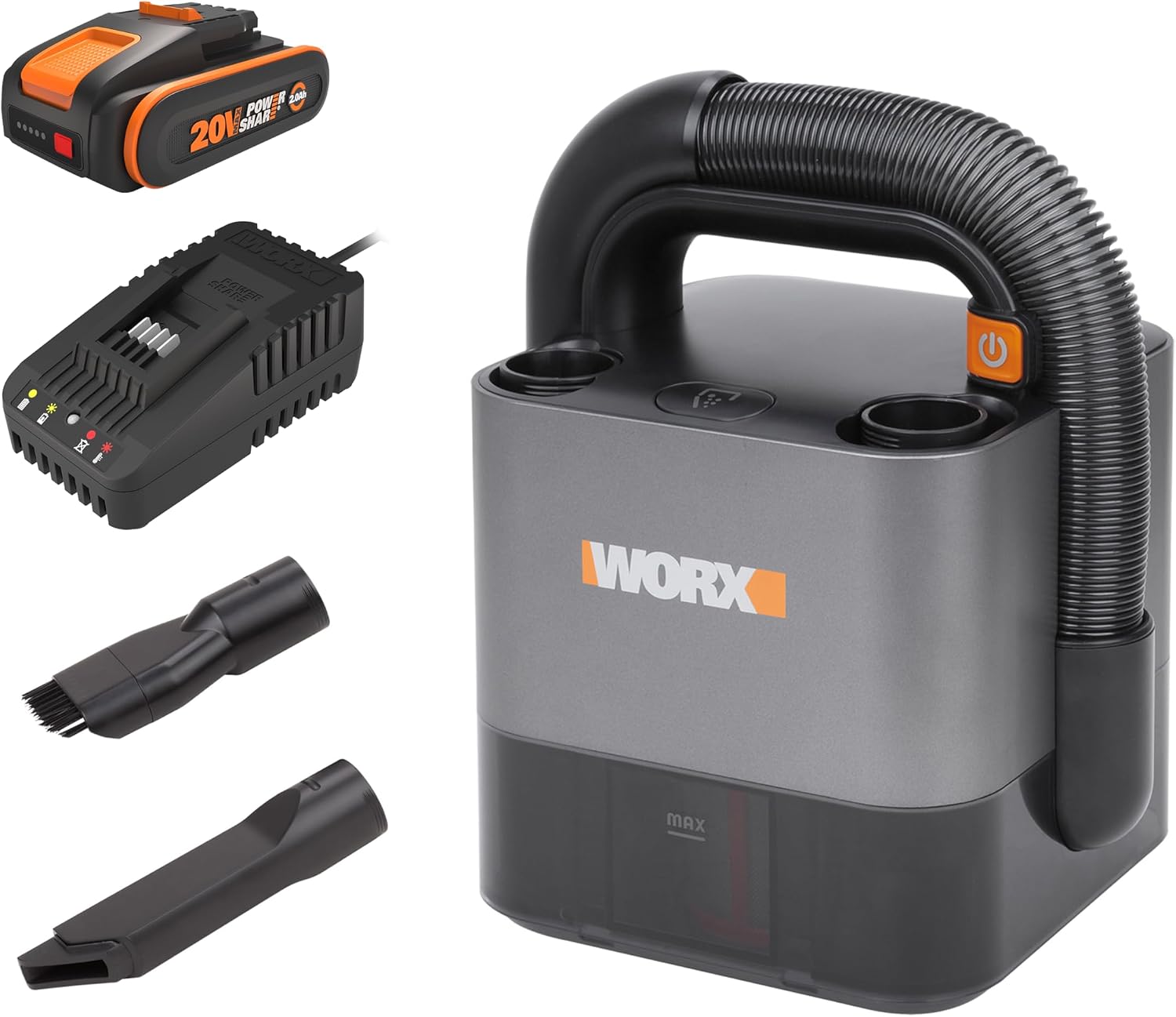 WORX WX030 Max Akku Autostaubsauger 20V, inkl. 2 Ah Akku & Ladegerät
