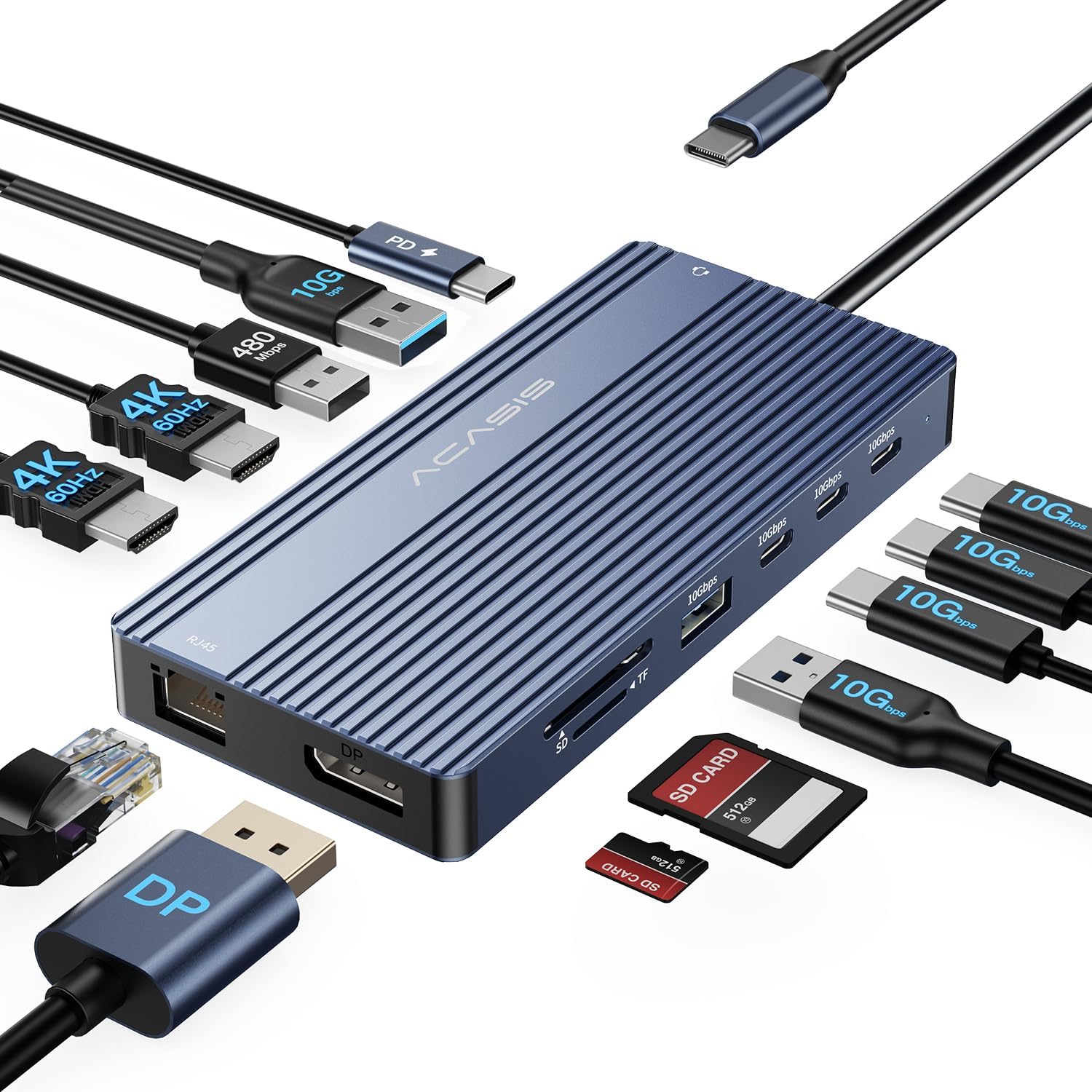 ACASIS 14-in-1 USB-C Docking Station, DS0202, 4K@60Hz Triple Display