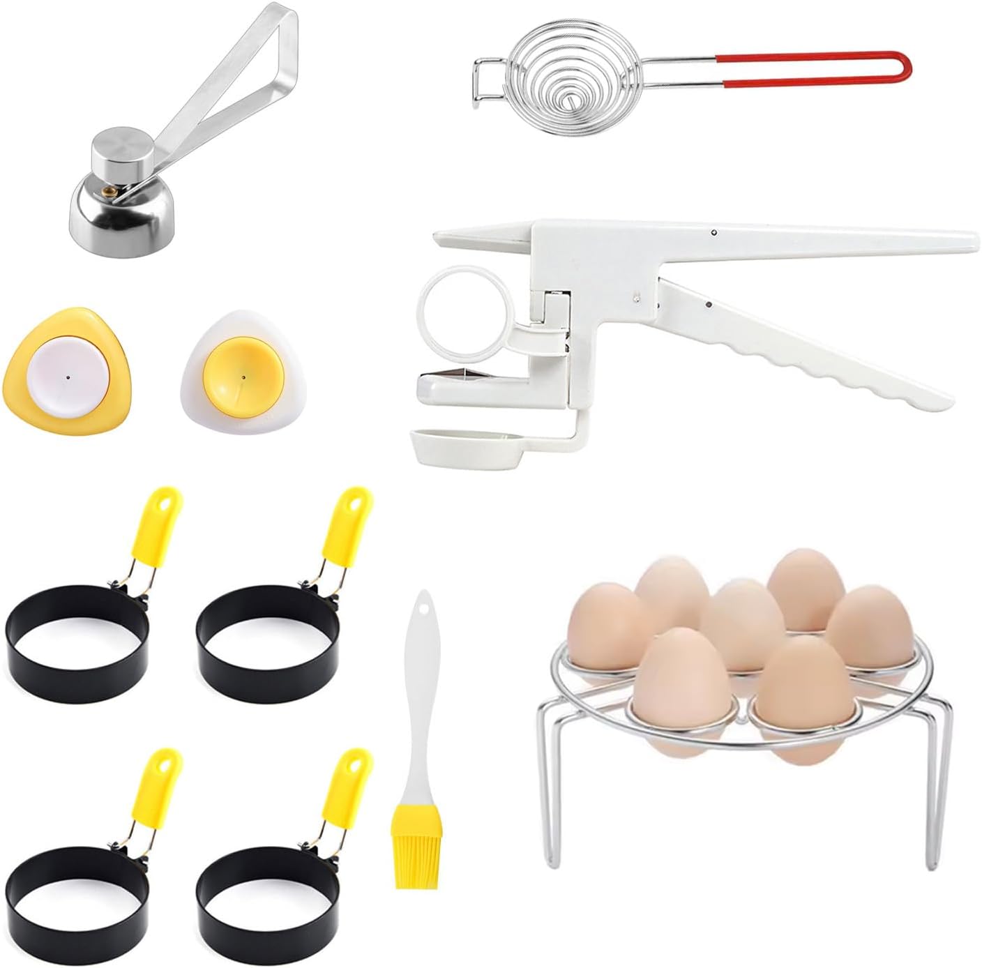 11 StüCk Eierschneider Set, Enthalten（EieröFfner、EieröFfner FüR Gekochte Eier、EierschäLer、Eiertrenner、Eierstecher Eipicker Eierpiekser、）Praktische Eischneidewerkzeug FüR KüChe, Esszimmer, Bar