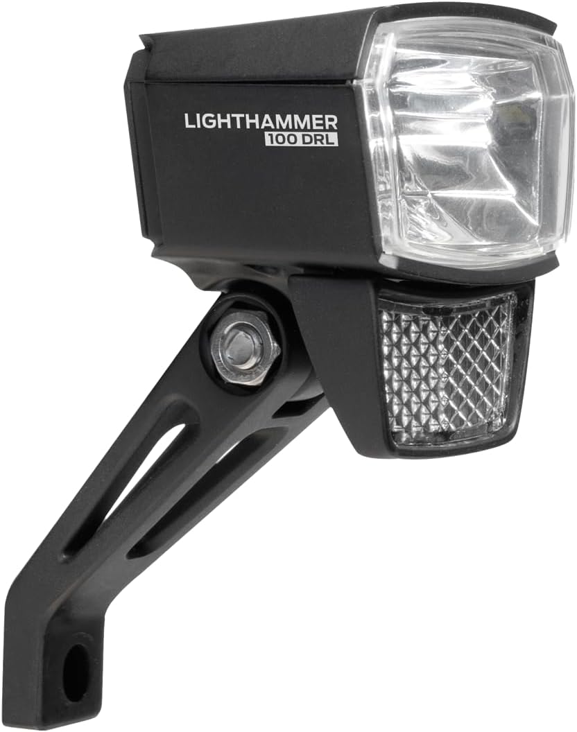TRELOCK LS 890-T Lighthammer 100 Lux E-Bike 12V Fahrradlicht – Tagfahrlicht-Modus – Inklusive Gabelhalterung ZL 410 – StVZO zugelassen