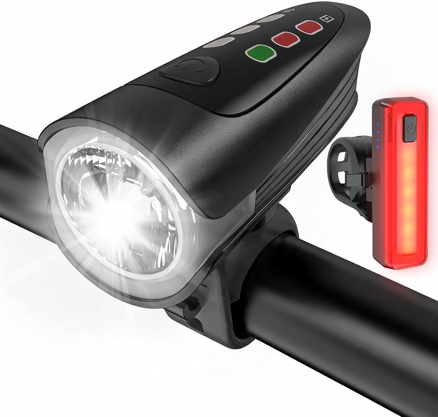 AIMAX Fahrradlicht Set Mit Bremslicht, StVZO-zugelassen, IPX5, USB-C,60 Lux