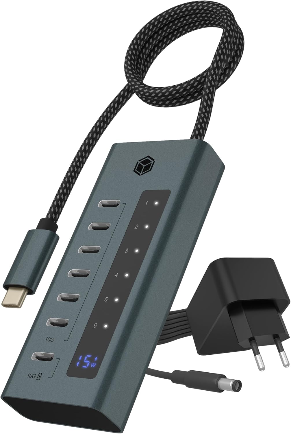 ICY BOX 7-Port USB Type-C Hub 3.2 Gen 2 blaugrau IB-HUB1457-C31