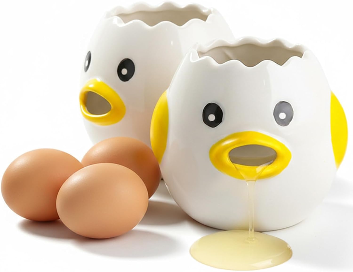 2er-Pack Eiertrenner, süßer Küken-Eigelb-Trenner, Küchenhelfer und Backwerkzeug zum einfachen Filtern (gelb).