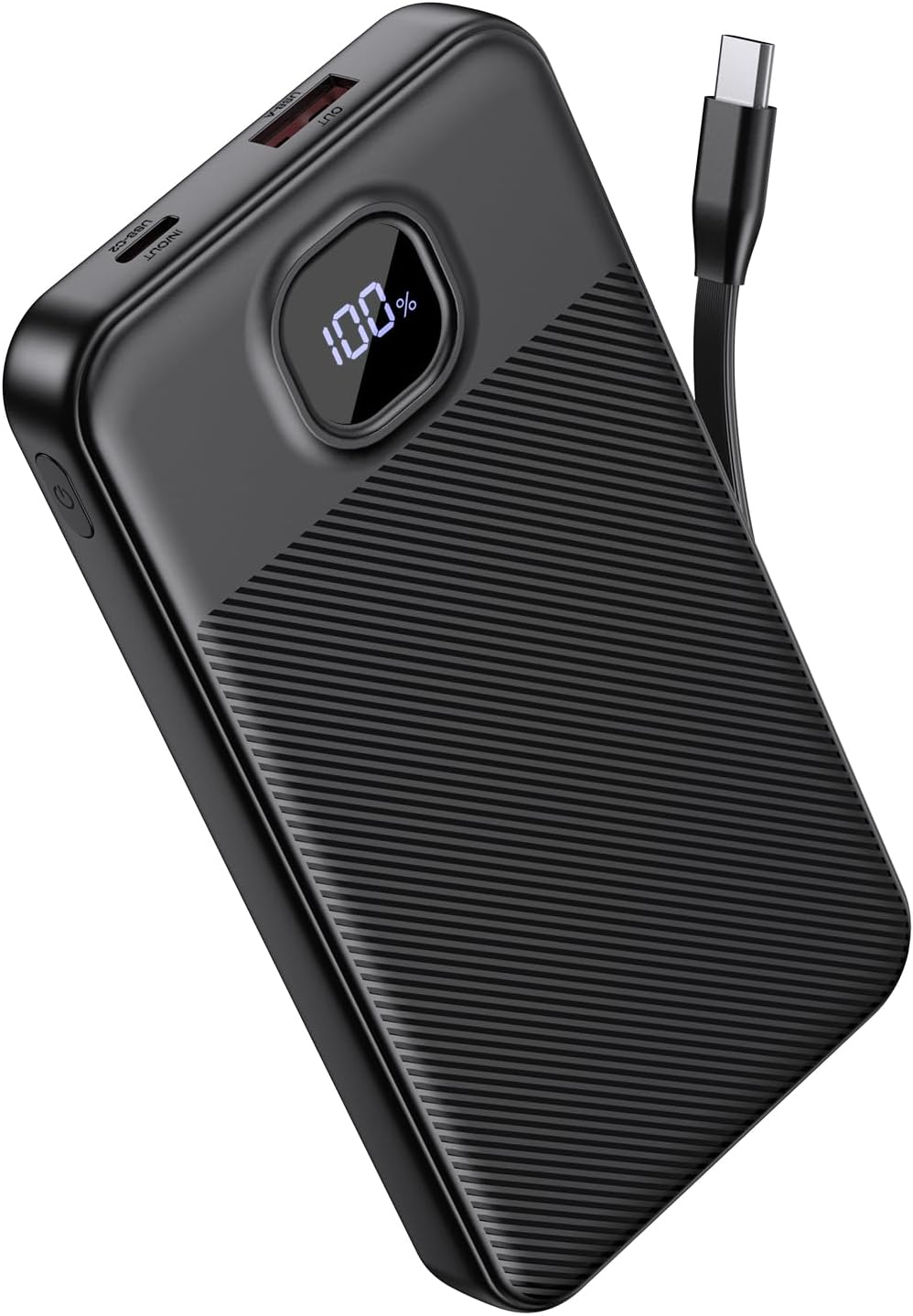 GREPRO Power Bank 10000mAh mit USB-C Kabel, 22,5 W Schnellladung Powerbank
