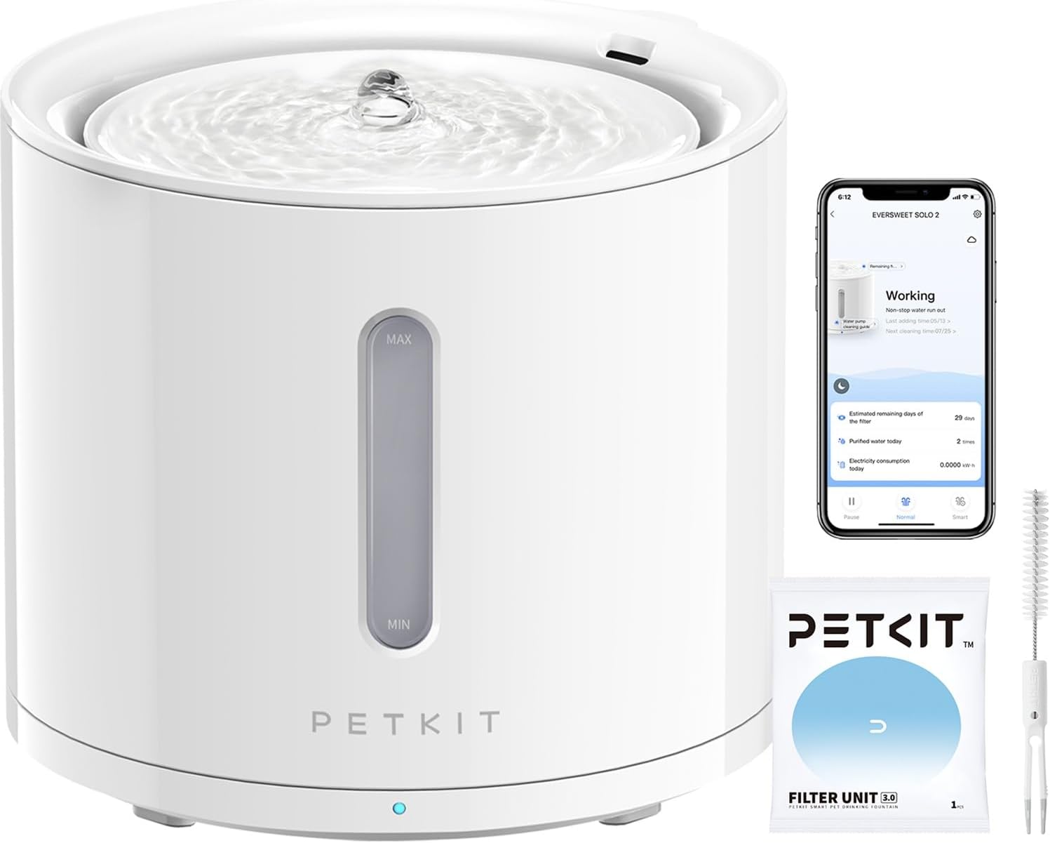 PETKIT Automatische Intelligenter Trinkbrunnen für Katze und Hund, Drahtlose Wasserpumpe,2L Sichtbarer Wasserstand mit Filter,App-gesteuert, Ultraleise(Ohne drahtlose Funktionalität)
