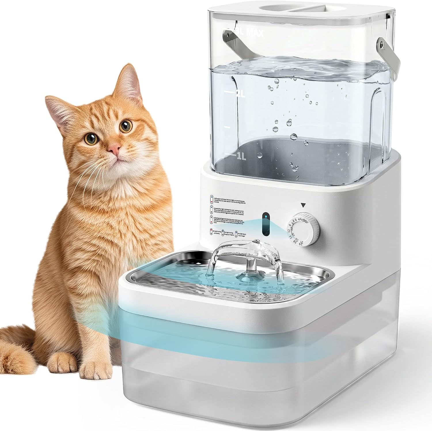 Trinkbrunnen für Katzen, Katzenbrunnen, Trennung von Frisch und Abwasser