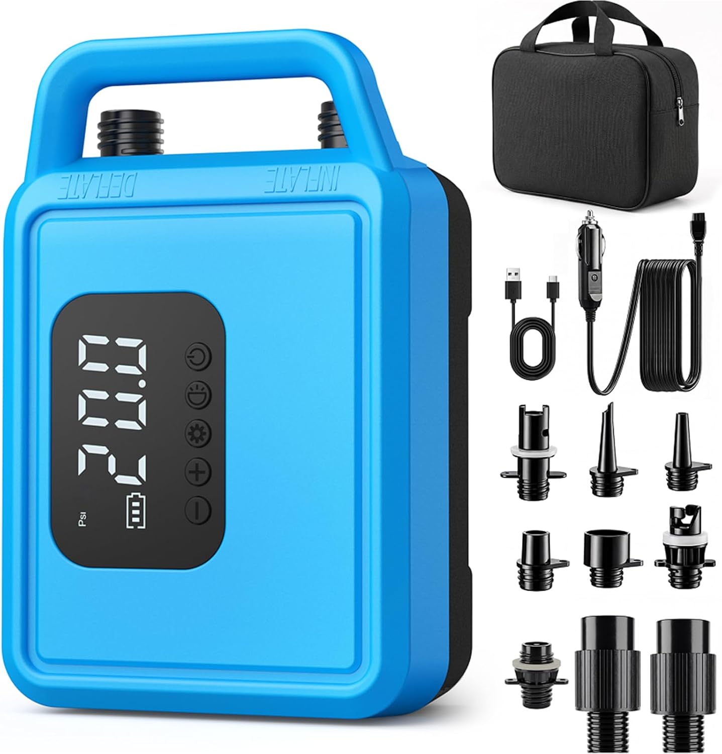 Elektrische SUP Pumpe 20 PSI Luftpumpen mit 15600mAh Wiederaufladbar Akku Intelligente Inflation/Deflation Genauigkeit bis 0,01 bar Automatische Abschaltung für SUP-Boards Kajak Luftmatratzen