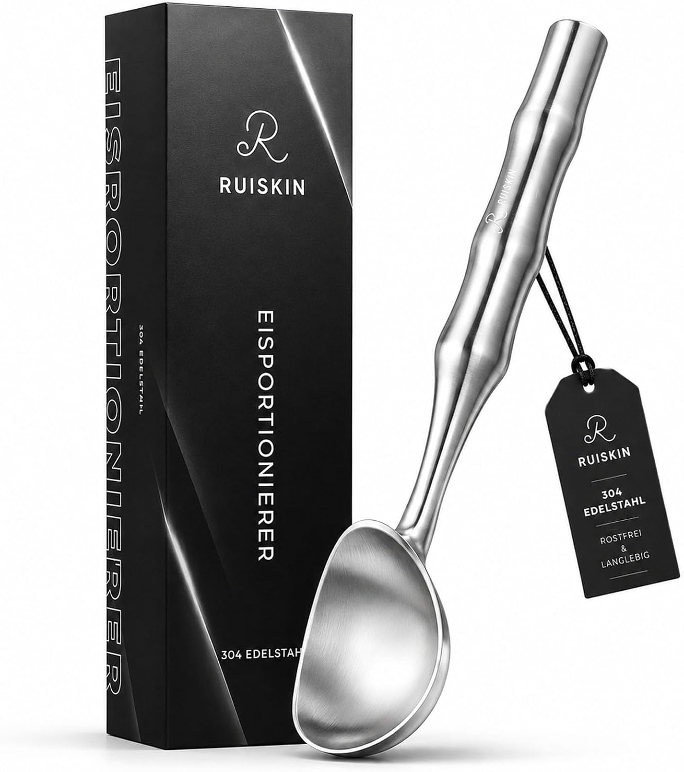 Eisportionierer - Premium Eislöffel aus Edelstahl - Der Ideale Eislöffel Portionierer - Perfekte Ice Cream Scoop - Musthave In Jedem Haushalt (Edelstahl)