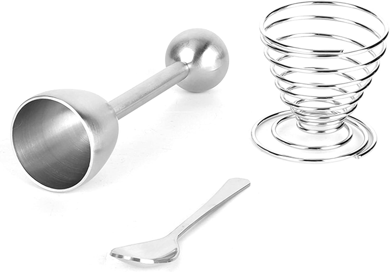 Eier-Schneider-Set mit Deckel für Frühstück, Edelstahl