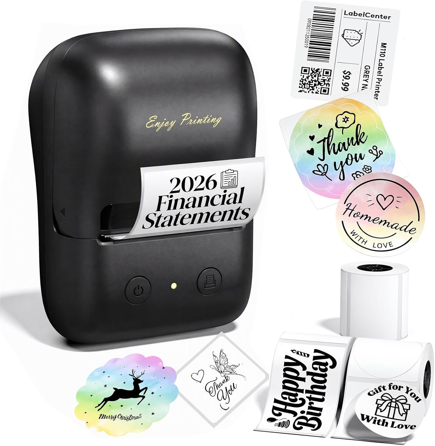 TATTMUSE A421 Etikettendrucker Selbstklebend, Bluetooth Label Printer