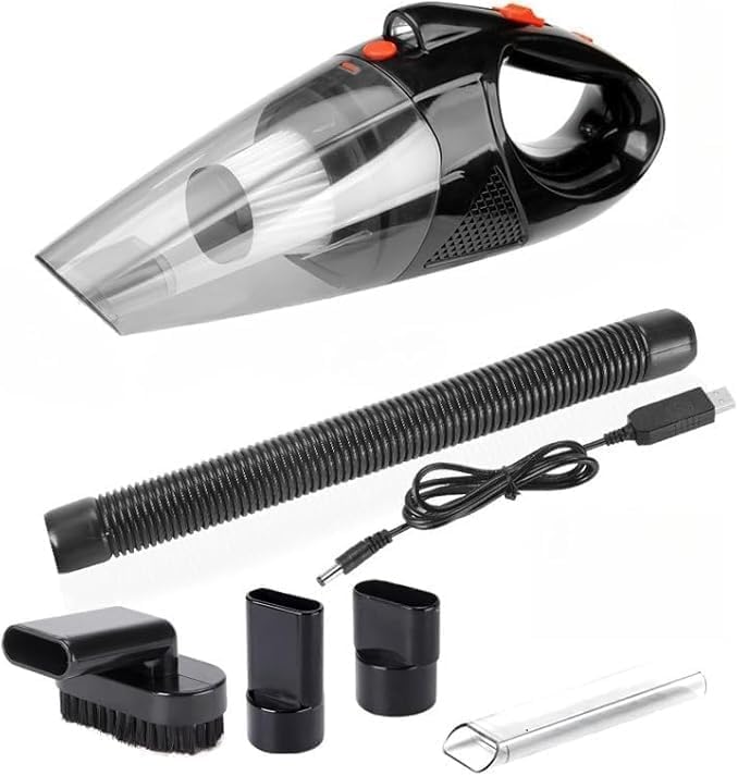Oryzon Ultra-starker Akku-Handstaubsauger mit HEPA Filter, LED-Licht für Zuhause Tierhaare Wohnmobil (Schwarz)