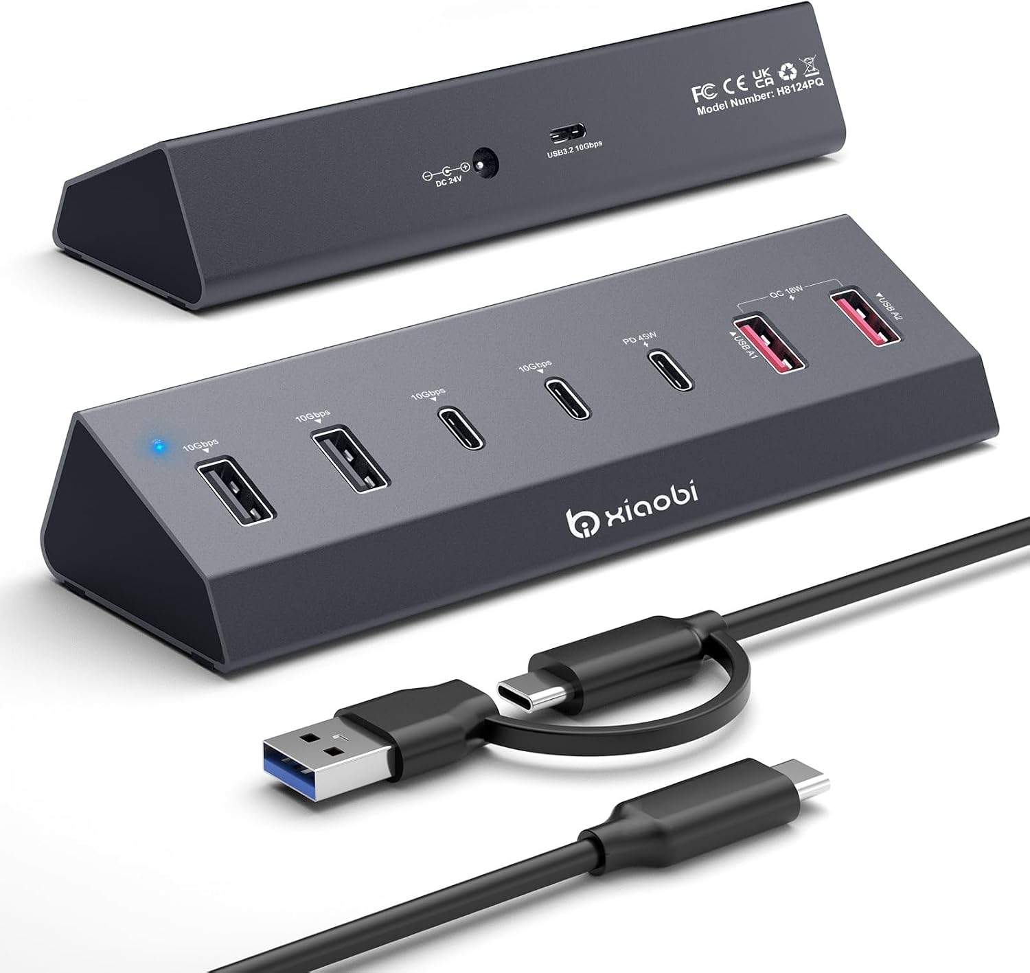 7-in-1 USB-C-Hub mit 10Gbps Datenübertragung, PD45W und QC18W Schnellladung