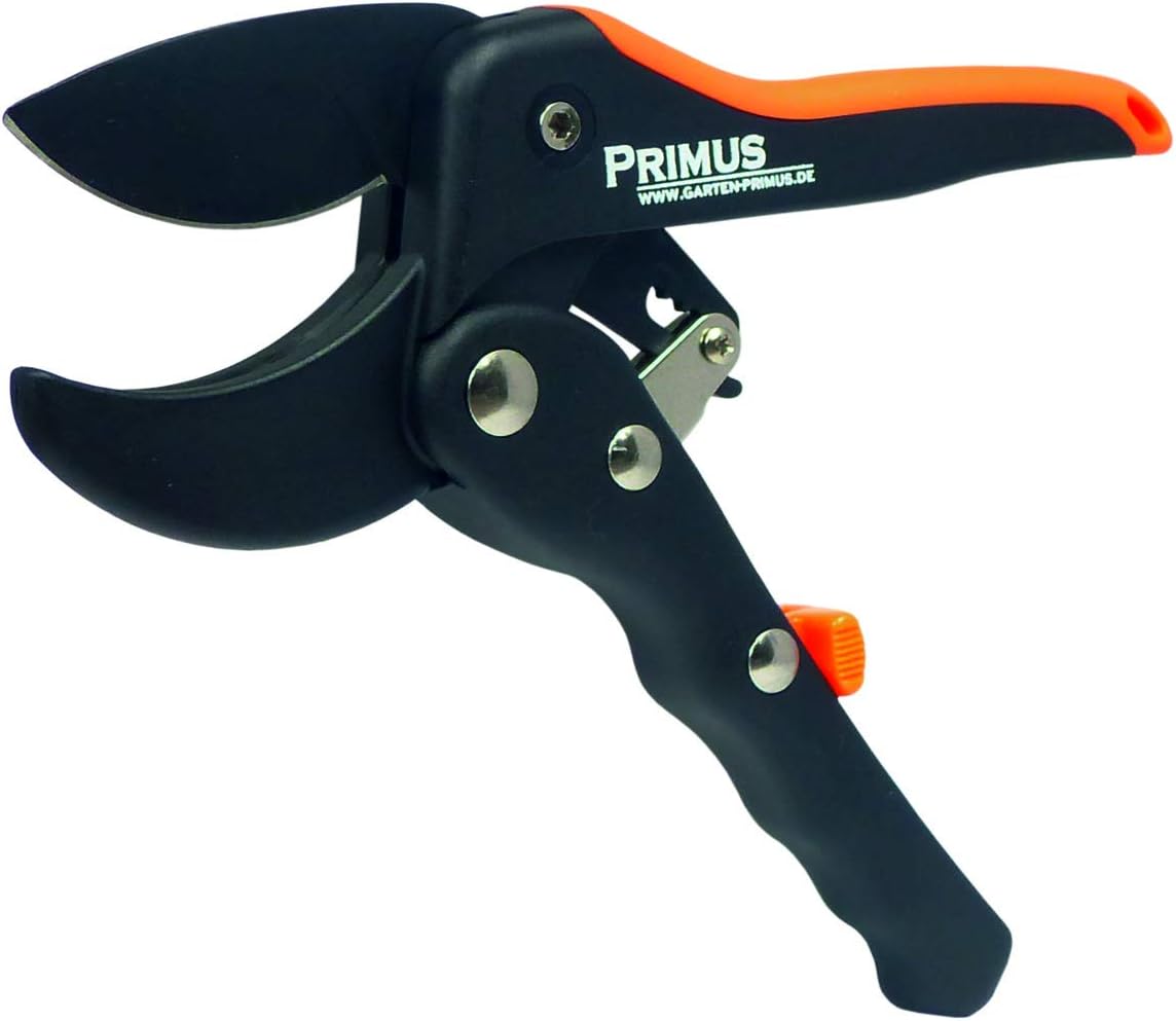 Garten Primus Gartenschere, Rosenschere, Rebschere, Damen - Ratschenschere, schwarz/orange, 18 x 6,2 x 1,9 cm