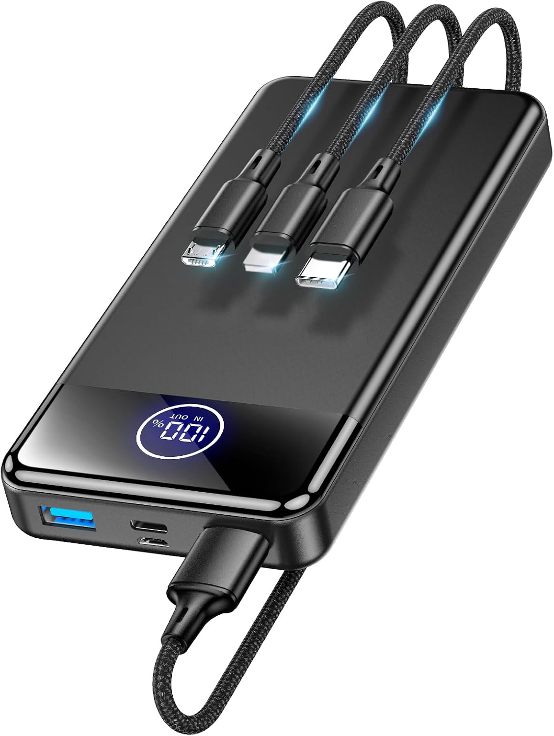 Power Bank, 26800mAh mit 3-in-1 Kabel, Schiefergrau