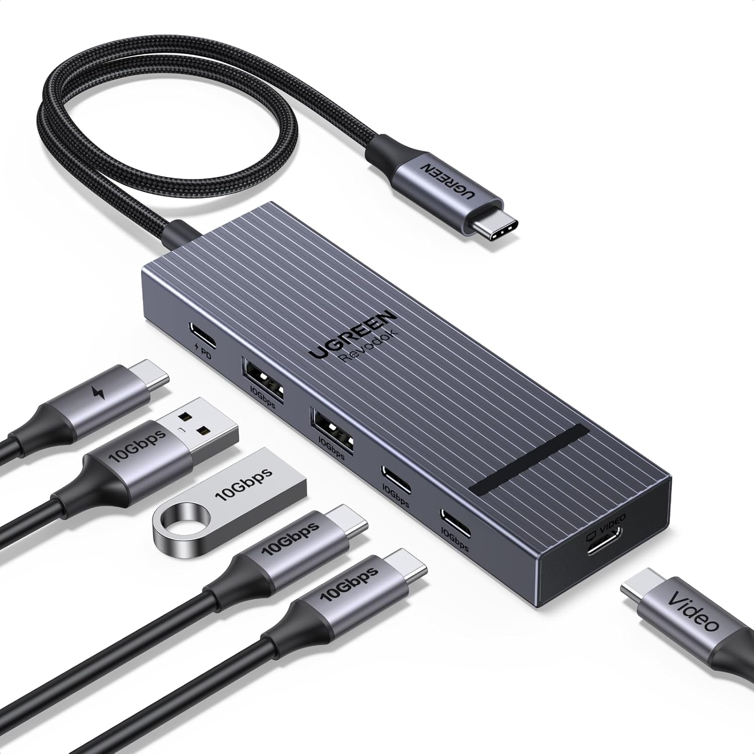 UGREEN 10Gbps USB C Video Hub, Docking Station mit 4K@60Hz USB-C Anschluss