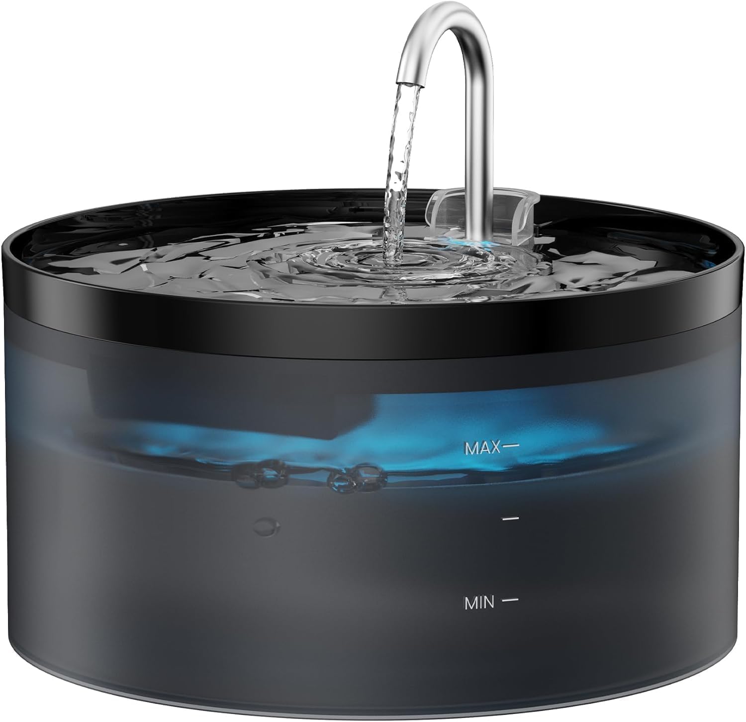 BEMOONY Katzenbrunnen, 3.2L Trinkbrunnen für Katze, Katzenbrunnen für Katzen leise Pumpe mit Led, Tiefenfilterung, Durchsichtiger Wassertank, Geeignet für Haushalte mit Mehreren Haustieren, Schwarz